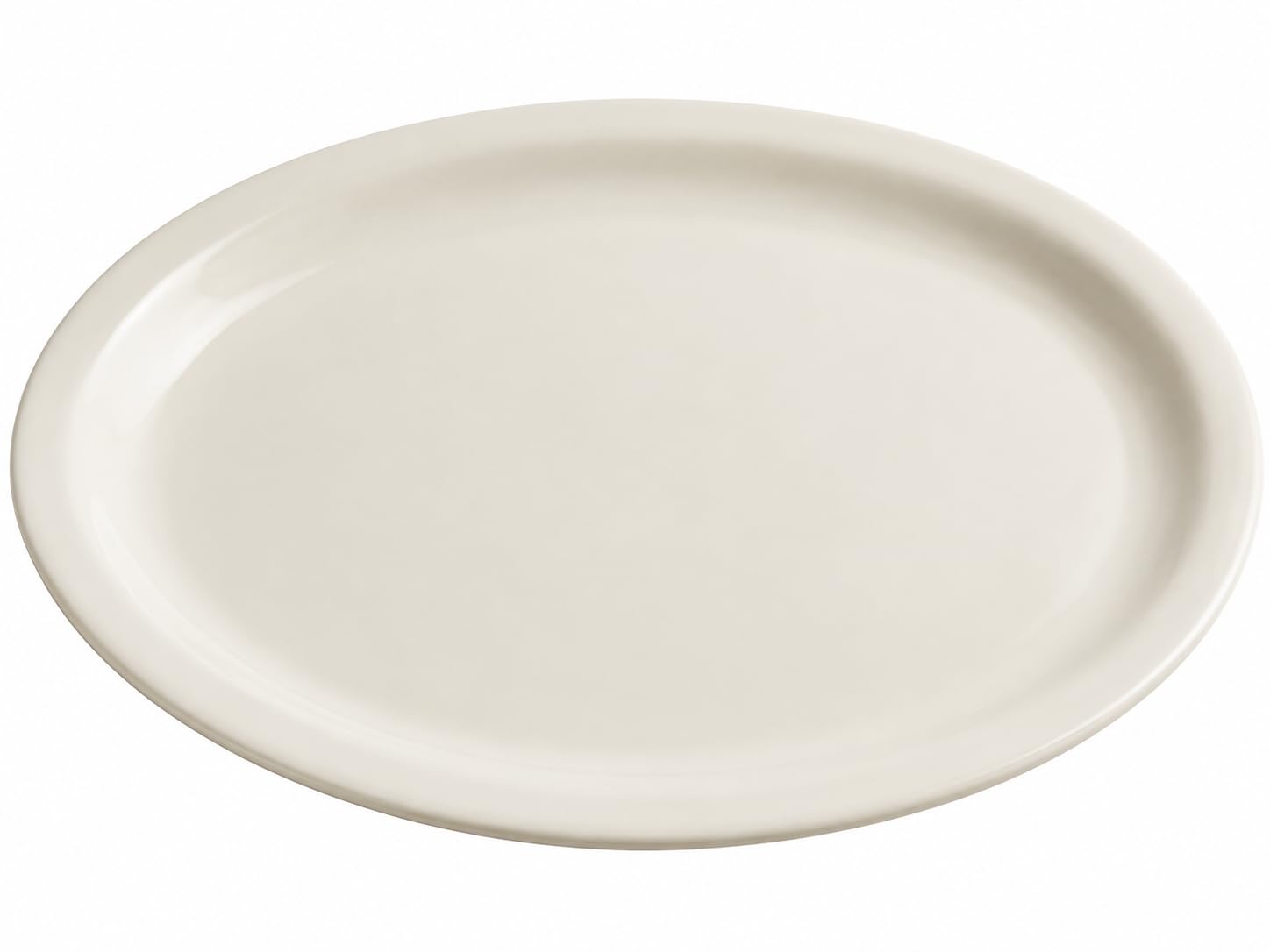 Glownary 13 1/2" x 10 1/2" Ivory Narrow Rim Oval Stoneware Platter
