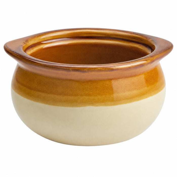 Glownary Two-Tone Onion Soup Stoneware Crock Bowl 10 oz.