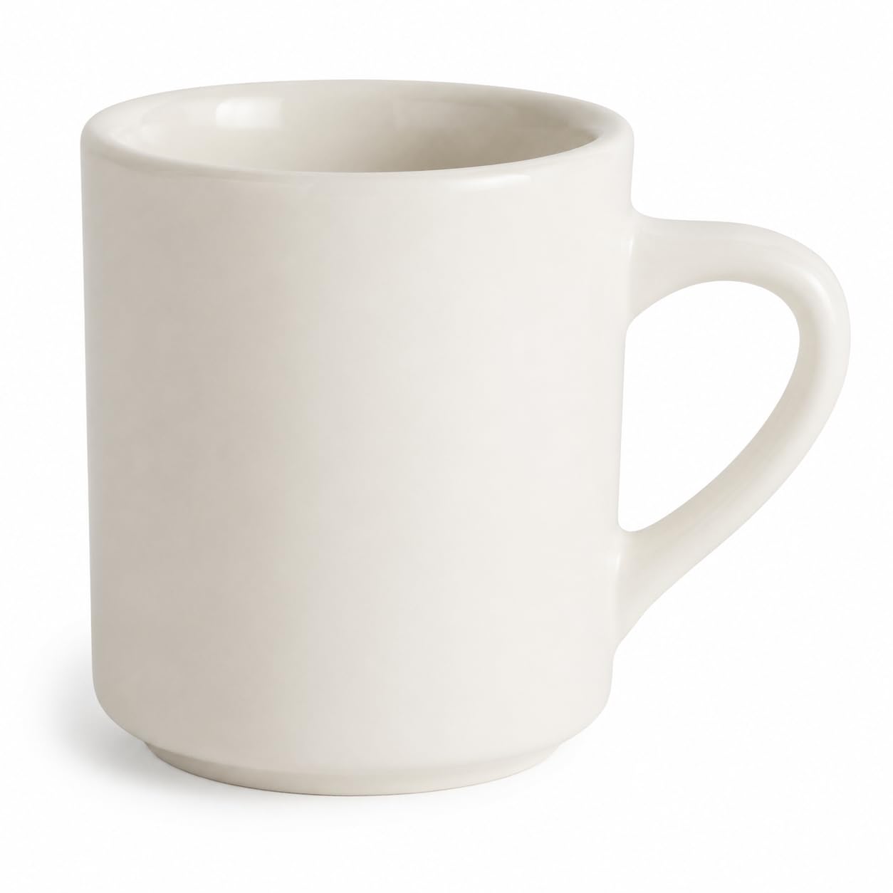 Glownary 8 oz. Ivory Rolled Edge Stoneware Mug, 36/Case