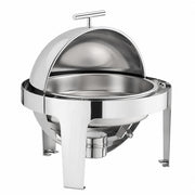 Glownary Supreme 6.5 Qt Round Stainless Steel Roll Top Chafer