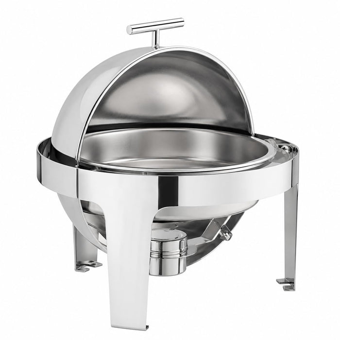 Glownary Supreme 6.5 Qt Round Stainless Steel Roll Top Chafer