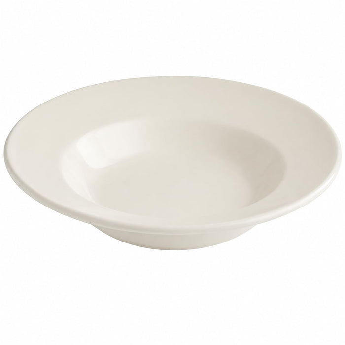Glownary 16 oz. Ivory Wide Rim Rolled Edge Stoneware Pasta Bowl