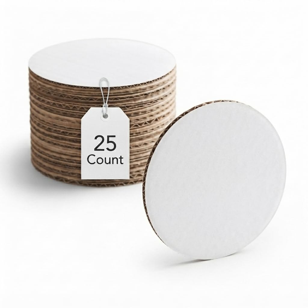Glownary 14 Inch White Corrugated Grease-Resistant Cake Circle