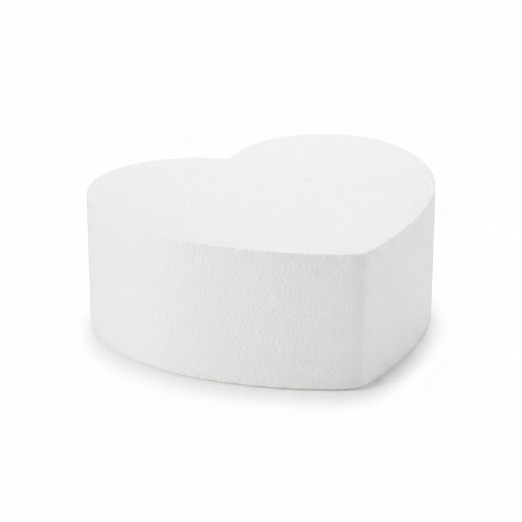 Glownary Heart Cake Dummy 10" x 4", White EPS Foam