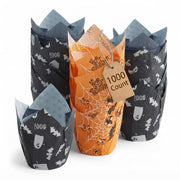 Glownary 2" x 3 1/4" Halloween Print Tulip Baking Cup