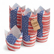 Glownary 2" x 3 1/4" Patriotic USA Print Tulip Baking Cup