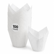 Glownary White Large Tulip Baking Cup, 5-6 oz, 100/Pack
