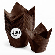 Glownary Mini Tulip Baking Cups, Chocolate Brown, 1.5 oz, 200/Pack