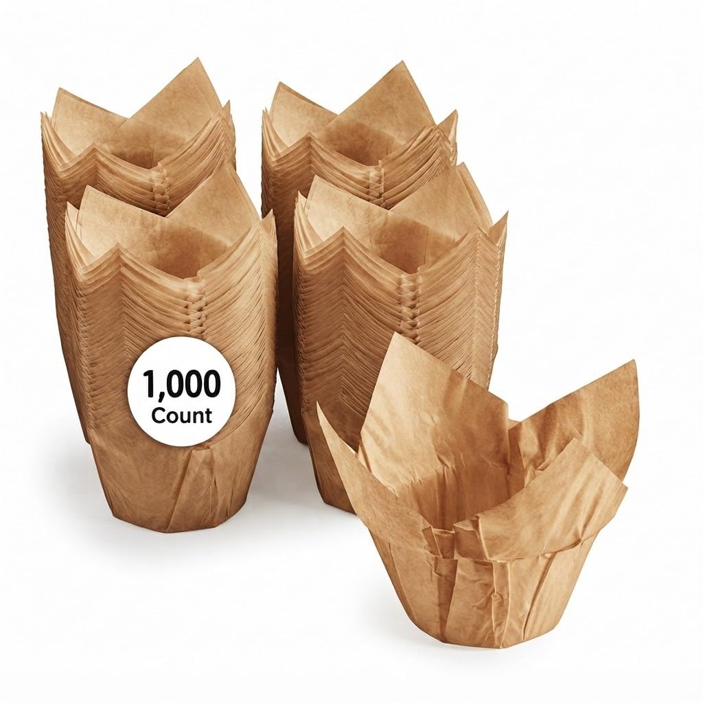 Glownary 2" x 3 1/8" Unbleached Kraft High Crown Muffin Wrap