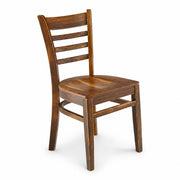 Glownary Vintage Finish Beechwood Ladder Back Chair with Wood Seat