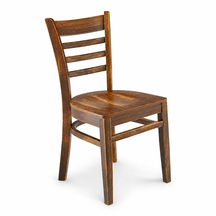 Glownary Vintage Finish Beechwood Ladder Back Chair with Wood Seat
