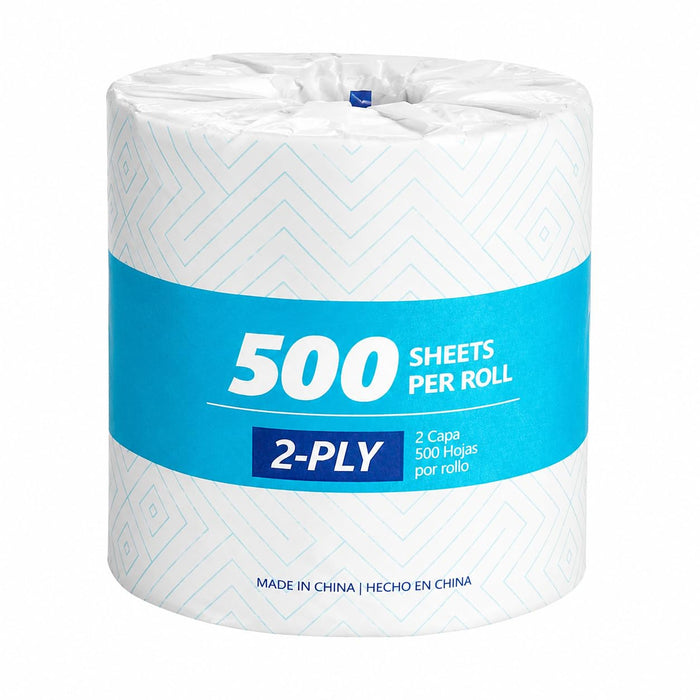 2-Ply Individually Wrapped Toilet Paper, 500 Sheets per Roll, 96/Case