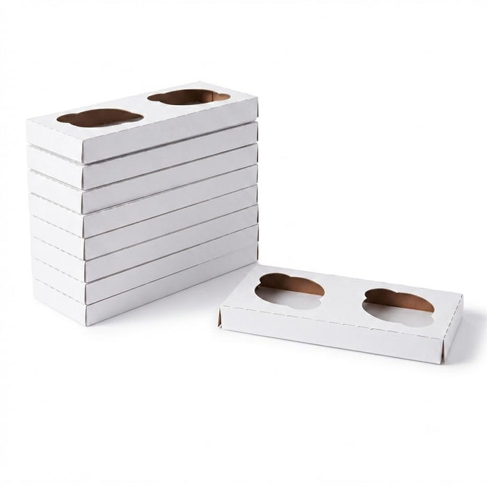 Glownary Reversible Cupcake Insert for 8x4 in Box, 2 Compartments - 10/Pack