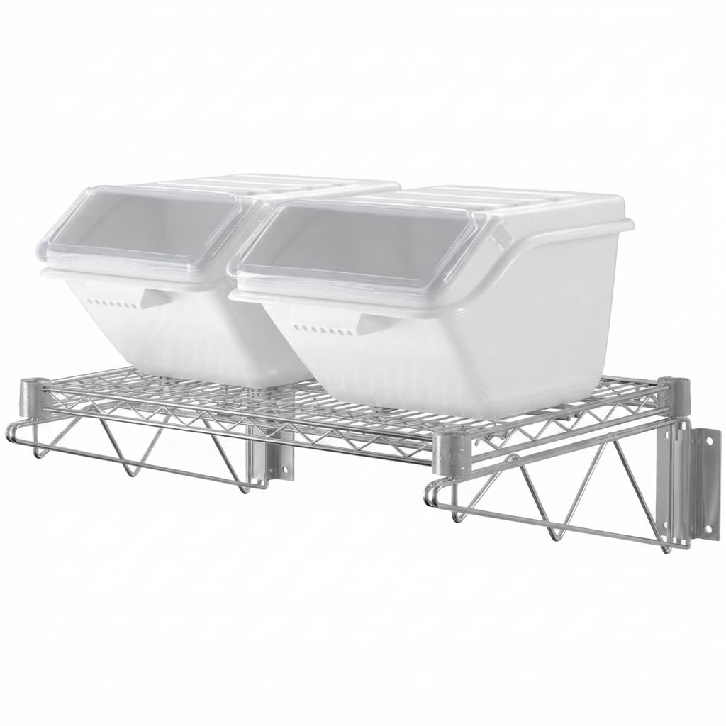 Glownary 18" x 24" Wall-Mounted Chrome Ingredient Bin Shelving Kit