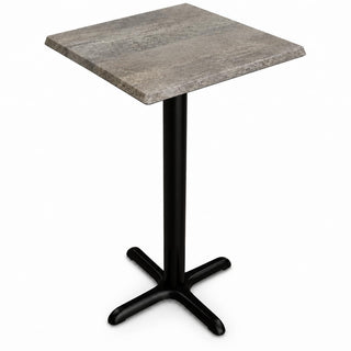 Glownary Excalibur Square Counter Height Table, 24x24 Inch, Textured Toscano Stone Finish, Wood Laminate Top, Steel Cross Base, Indoor Outdoor Use, Gray