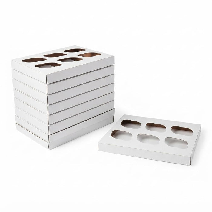 Glownary Reversible Cupcake Insert for 10x10 Box, 6 Compartments - 10/Pack