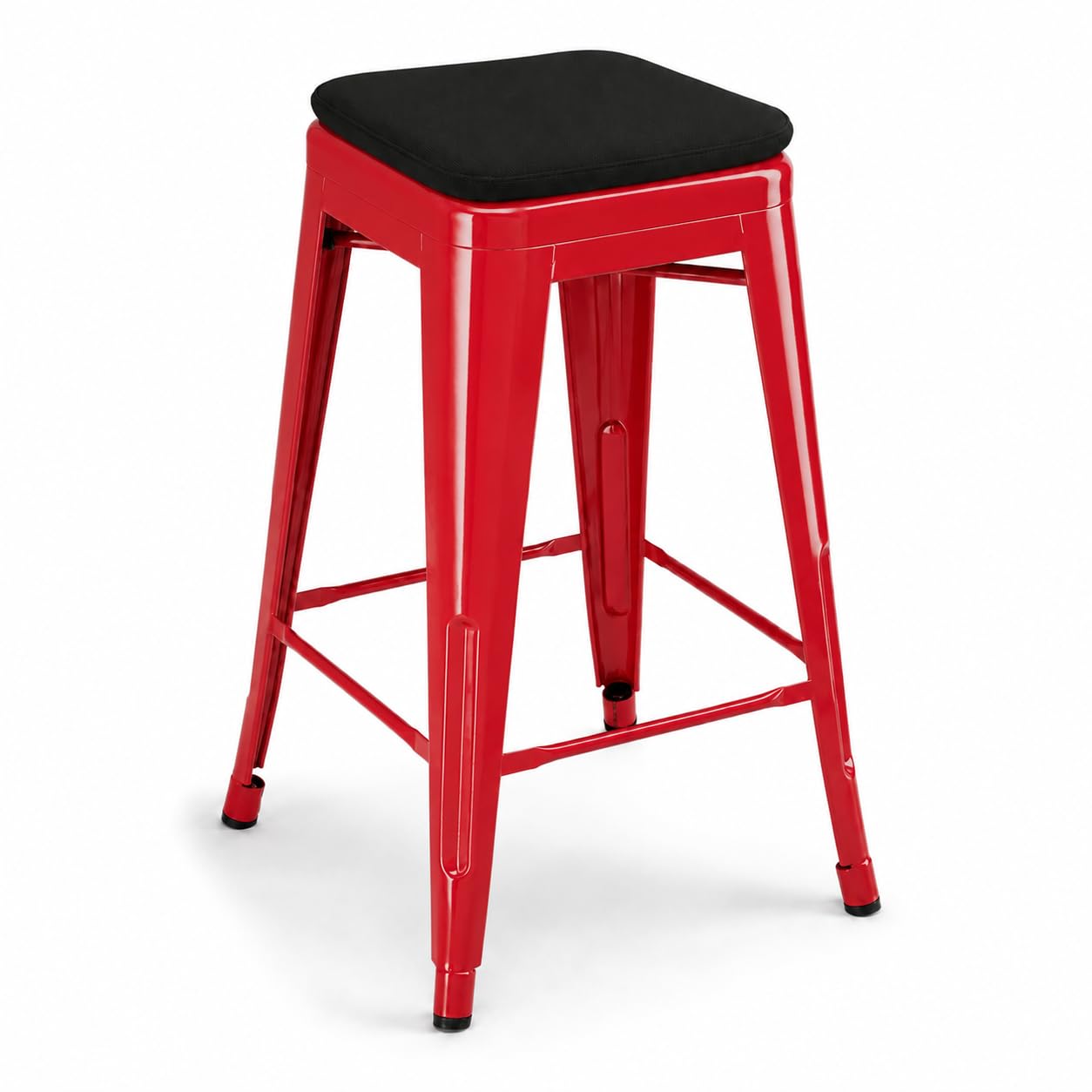 Glownary Alloy Ruby Red Backless Counter Height Stool with Cushion