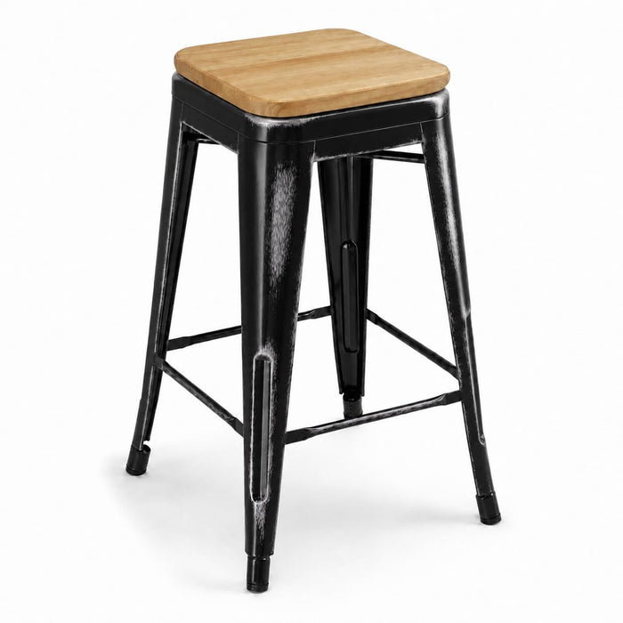 Glownary Alloy Distressed Onyx Black Counter Height Stool