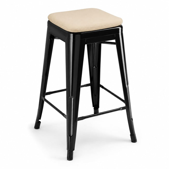 Glownary Onyx Black Outdoor Backless Counter Height Stool