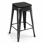 Glownary Alloy Distressed Onyx Black Backless Counter Height Stool