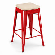 Glownary Alloy Ruby Red Backless Counter Height Stool with Cushion