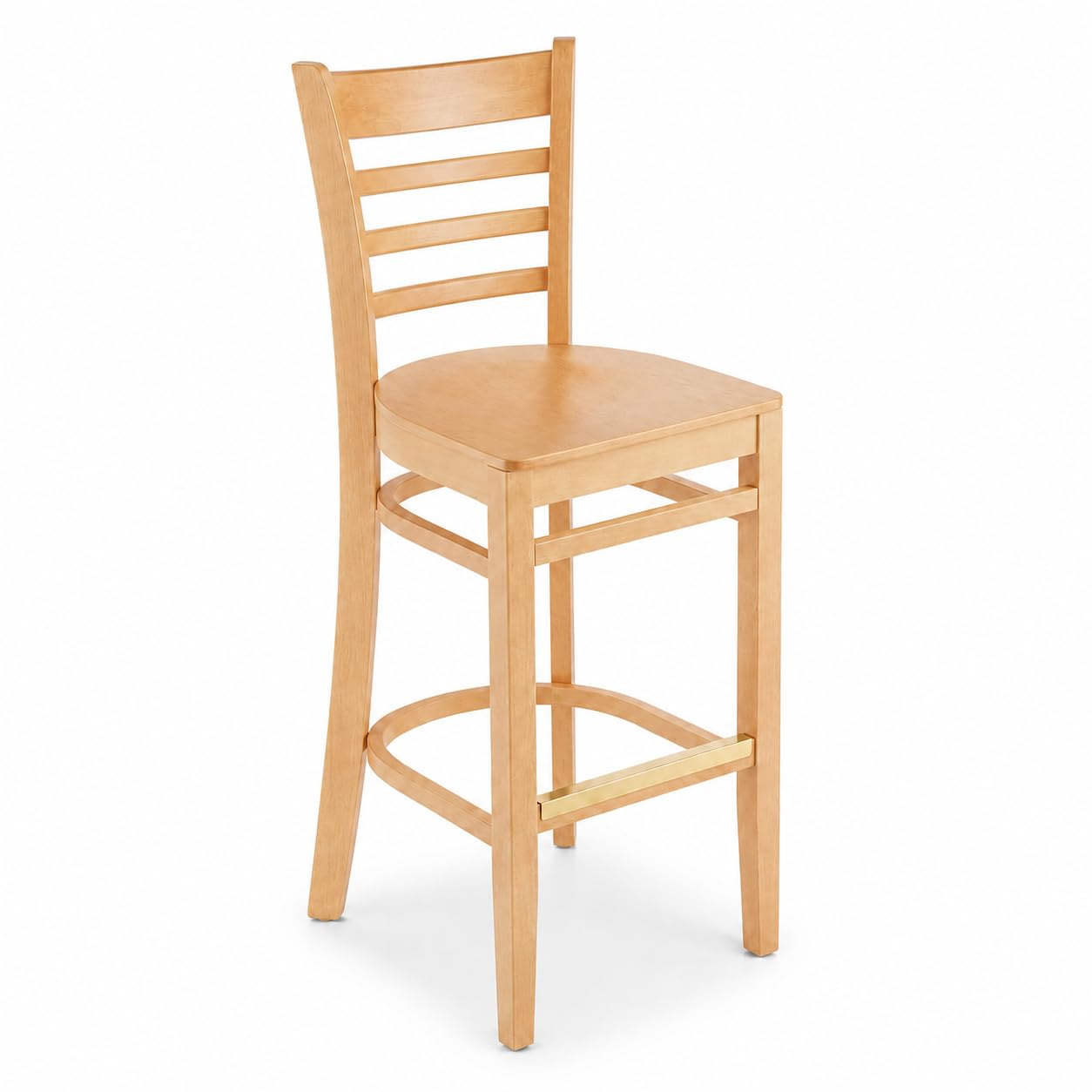 Glownary Natural Finish Beechwood Ladder Back Bar Stool