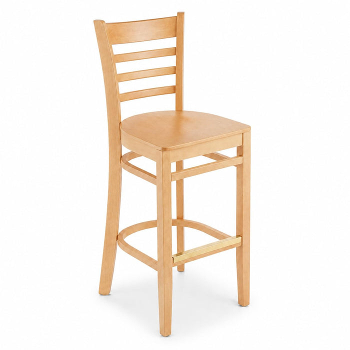 Glownary Natural Finish Beechwood Ladder Back Bar Stool