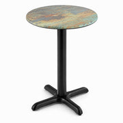Glownary Excalibur 24-Inch Round Table, Canyon Textured Faux Metal Finish, Standard Height with Cross Base, Indoor Outdoor Commercial Use, Brown and Green