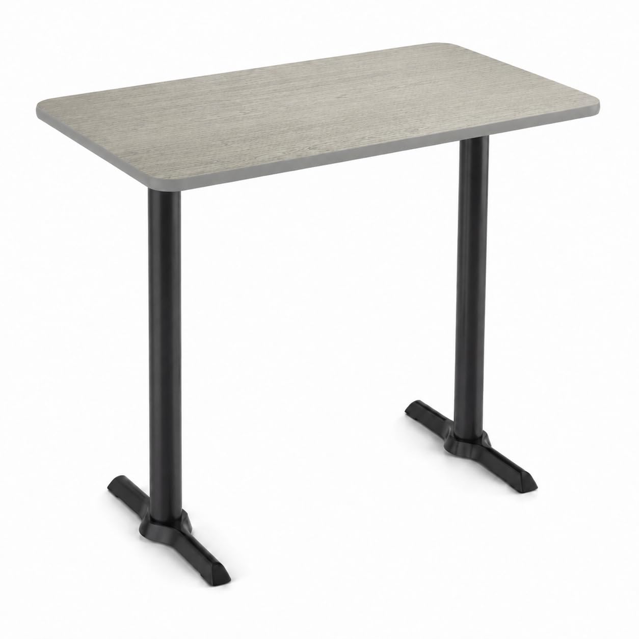 Glownary Reversible Bar Height Table, Gray/White Laminate Top with Cast Iron Base, 30x48 Inch Rectangle, Indoor Commercial, 4-Person Seating