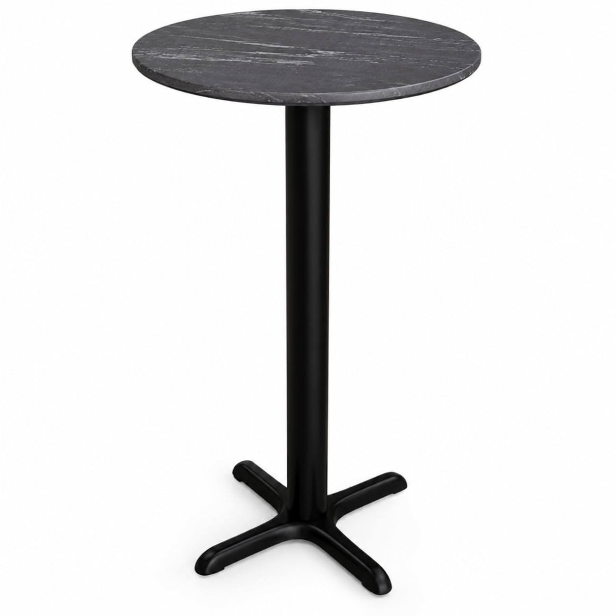 Glownary Excalibur 24-Inch Round Counter Height Table, Faux Marble Letizia Finish, Cross Base, Steel Frame, Indoor Outdoor Use