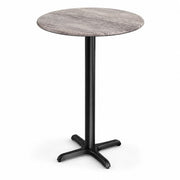 Glownary Excalibur 32-Inch Round Bar Height Table, Textured Toscano Stone Finish, Steel Cross Base, Indoor Outdoor Use, Gray Laminate Top, 42-Inch Height