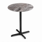 Glownary Excalibur 36-Inch Round Bar Height Table, Paladina Faux Marble Finish, Steel Cross Base, Indoor Outdoor Commercial Use, Gray