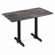Glownary Rectangular Dining Table, Paladina Faux Marble Finish, Gray Laminate Top, 28x48 Inch, Indoor Outdoor, Black Steel Base, 4 Seater