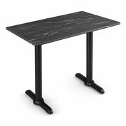 Glownary Rectangular Counter Height Table, 28 x 48 Inch, Letizia Faux Marble Laminate Top with Steel Base, Indoor Outdoor, Gray, 4 Seater