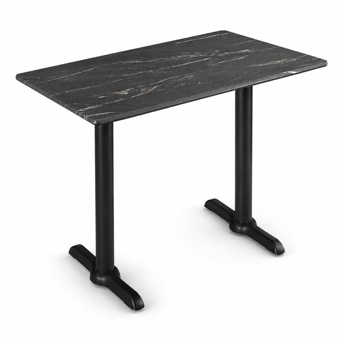 Glownary Rectangular Counter Height Table, 28 x 48 Inch, Letizia Faux Marble Laminate Top with Steel Base, Indoor Outdoor, Gray, 4 Seater