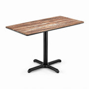 Glownary Excalibur Rectangular Dining Table, Textured Yukon Oak Finish, 28x48 Inch, Steel Cross Base, Indoor Outdoor Use, 4 Seater