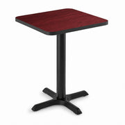 Glownary Reversible Square Table, Cherry Black Laminate Top with Cast Iron Base, 24 x 24 Inch, Standard Height, Indoor Commercial
