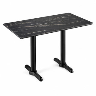 Glownary Rectangular Dining Table, Gray Faux Marble Laminate Top with Steel Base, 28 x 48 Inch, Standard Height, Indoor Outdoor Use, 4 Seater