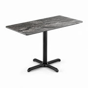 Glownary Rectangular Dining Table, Paladina Faux Marble Finish, 28 x 48 Inch, Standard Height, Steel Cross Base, Indoor Outdoor Use, Gray