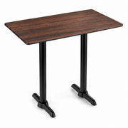 Glownary Excalibur Rectangular Bar Height Table, Textured Walnut Finish, Steel Base, 28x48 Inch, Indoor Outdoor Use, 4-Person Seating