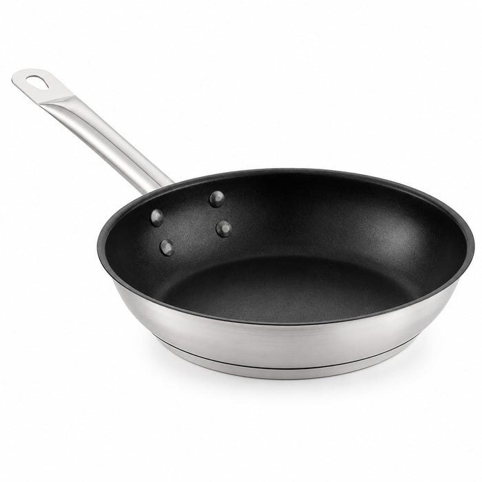 Glownary 11-Inch Stainless Steel Non-Stick Fry Pan, Professional Grade with Aluminum-Clad Bottom, Excalibur Coating, NSF Listed, Induction Ready, Silver