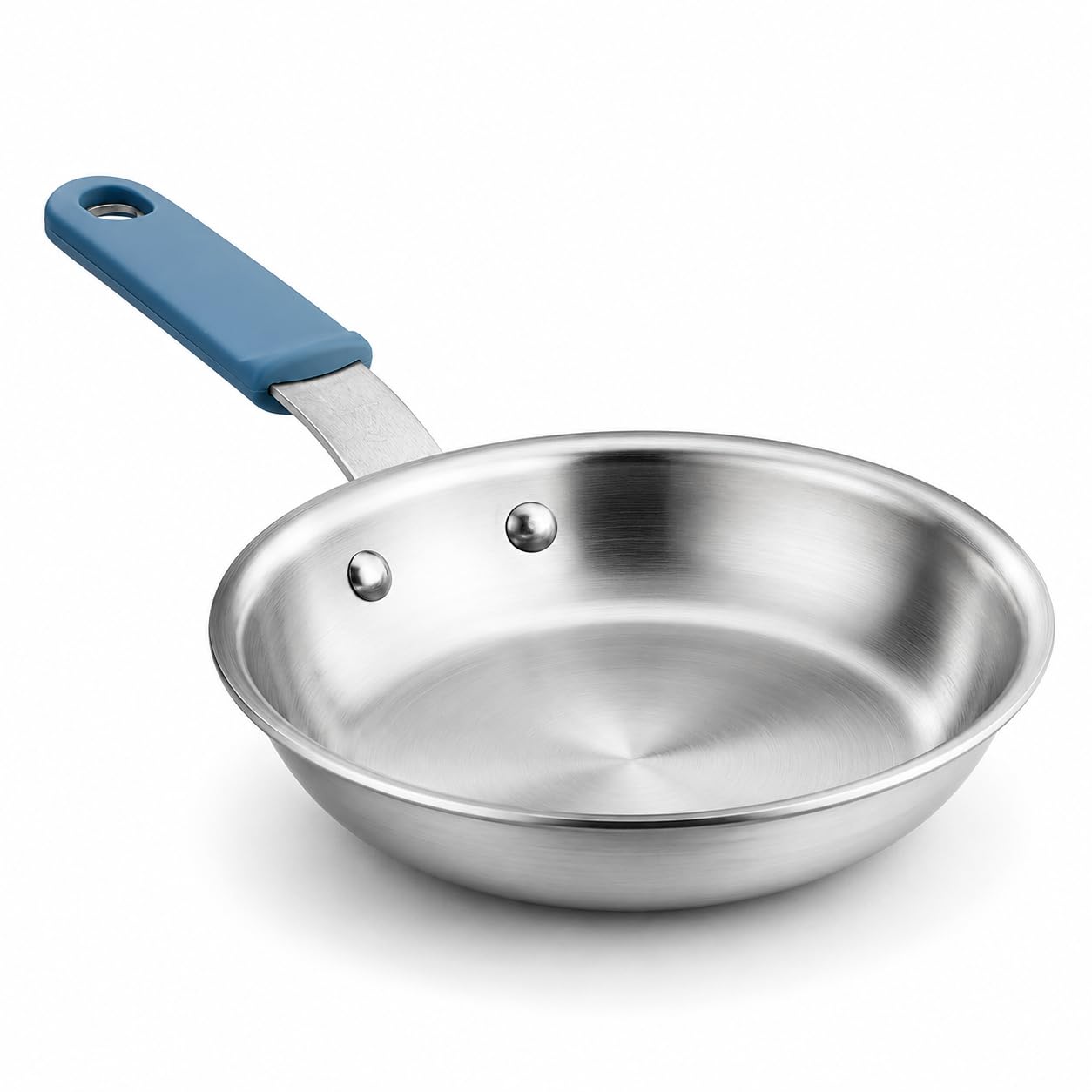Glownary A3000 Series 7-Inch Aluminum Fry Pan with Natural Coating, Silicone Grip, Commercial Grade, NSF Listed, Oven Safe, Silver, Made in USA