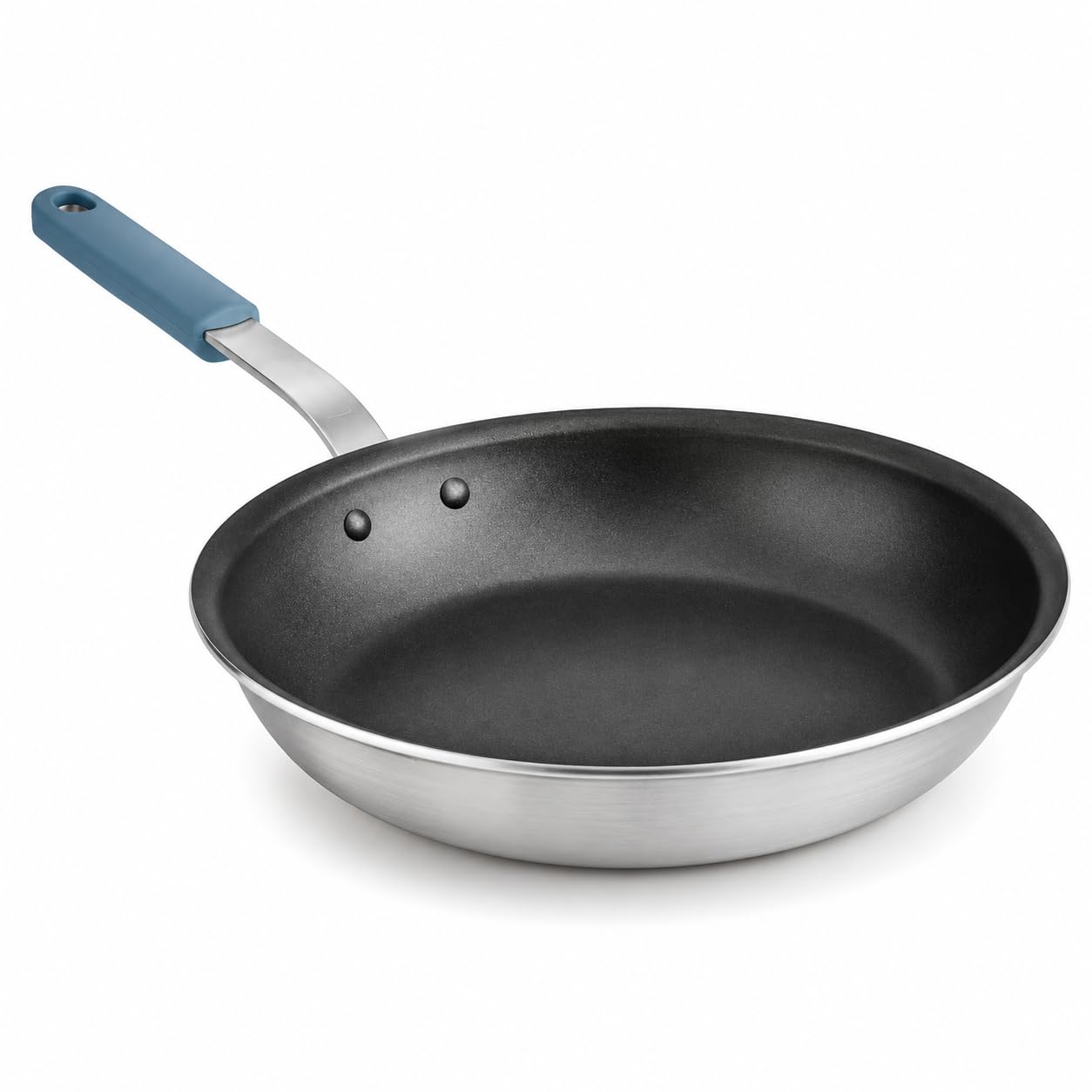 Glownary A3000 Series 14-Inch Aluminum Fry Pan with Non-Stick Eclipse Coating, Silicone Grip, Commercial Grade, Silver, NSF Listed