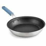 Glownary A3000 Series 12 Inch Aluminum Fry Pan with Non-Stick Eclipse Coating, Silver, Silicone Grip Handle, Commercial Grade, NSF Listed, Oven Safe to 450F