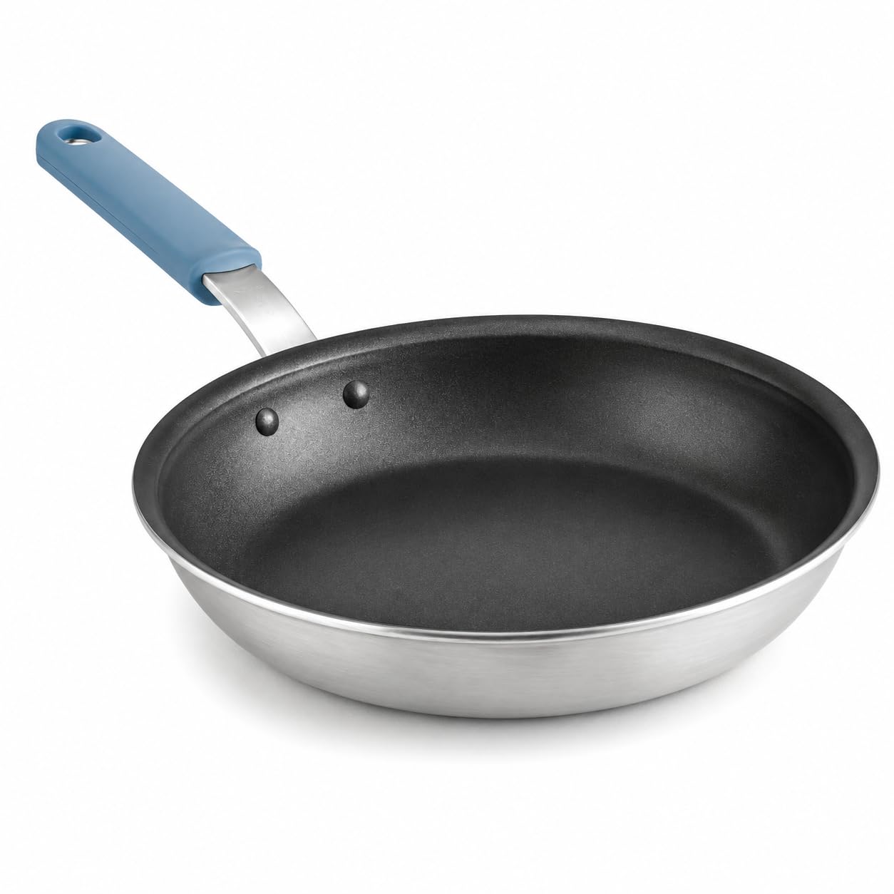 Glownary A3000 Series 12 Inch Aluminum Fry Pan with Non-Stick Eclipse Coating, Silver, Silicone Grip Handle, Commercial Grade, NSF Listed, Oven Safe to 450F