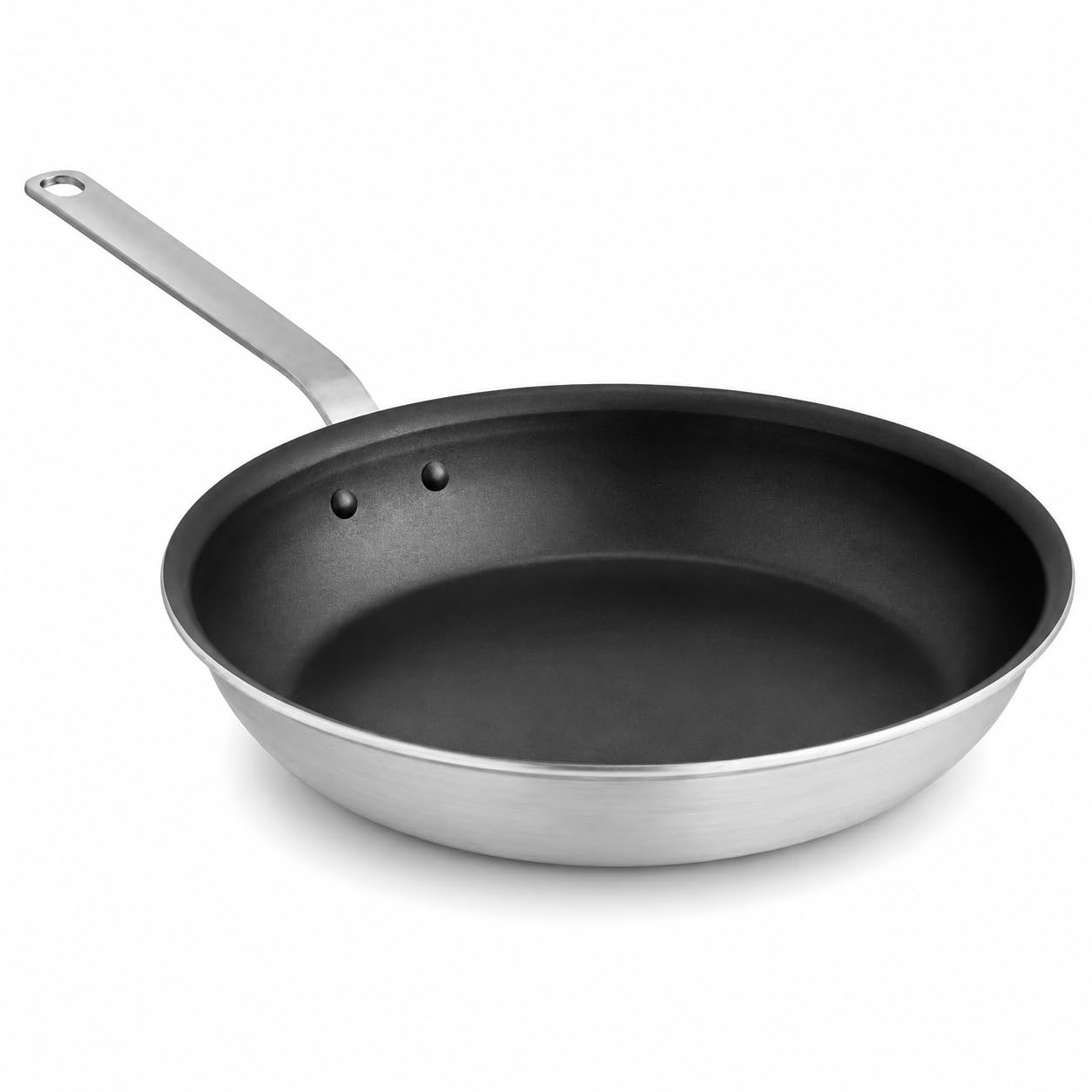 Glownary A3000 Series 14-Inch Aluminum Fry Pan with QuanTanium Non-Stick Coating, Plated Handle, Commercial Grade, Silver, 25.1x14.7 Inches
