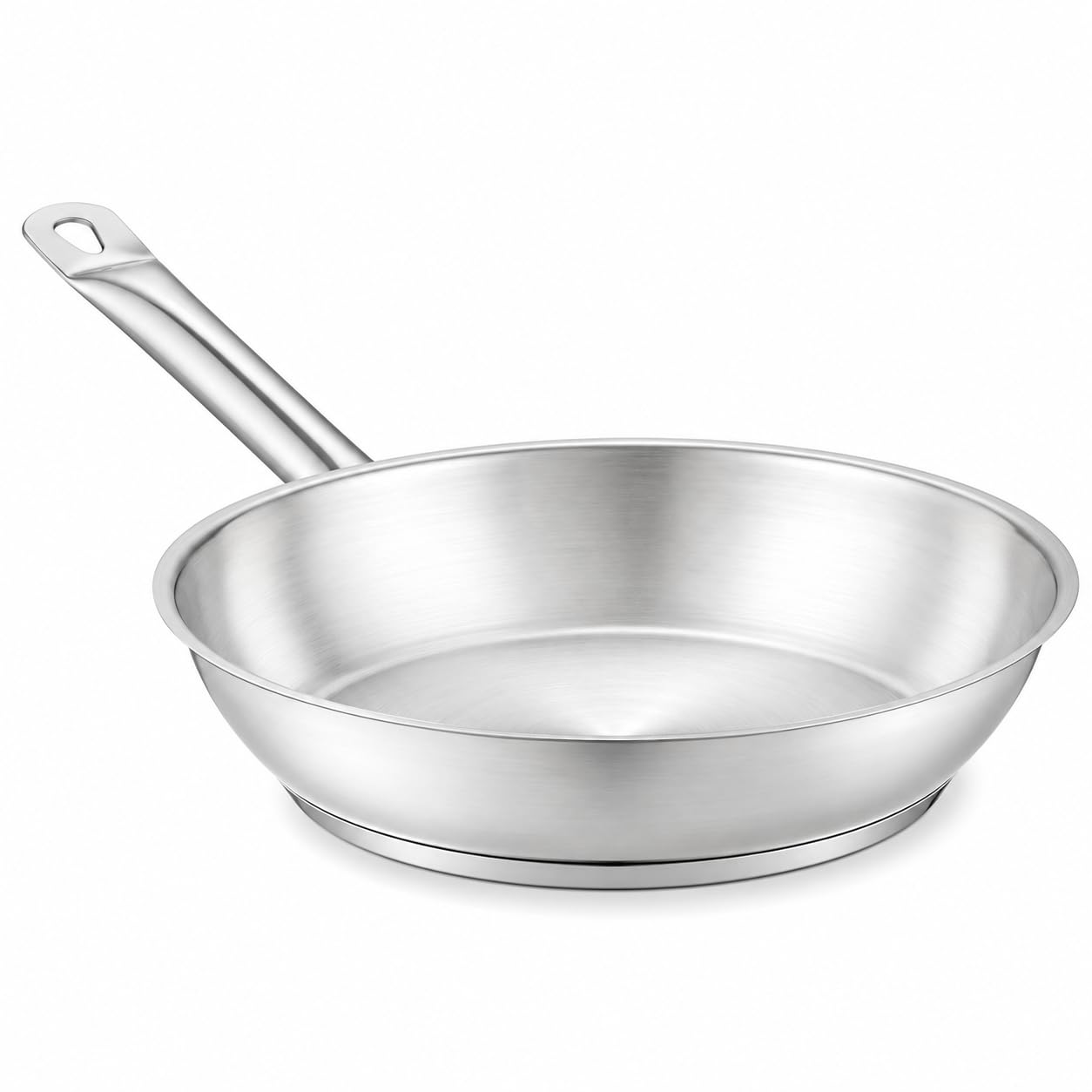 Glownary SS1 Series 9.5-Inch Stainless Steel Fry Pan with Aluminum-Clad Bottom, Commercial Grade, NSF Listed, Induction Ready, Dishwasher Safe, Welded Handle