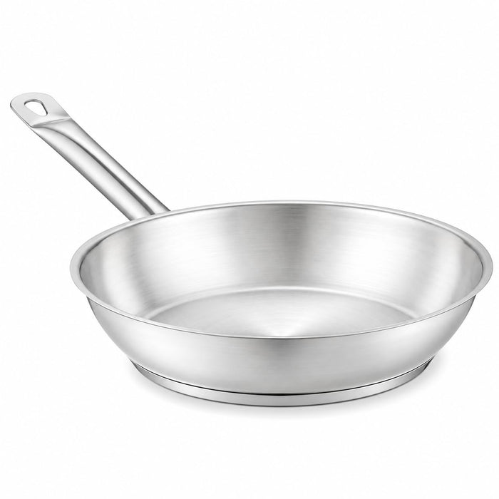 Glownary SS1 Series 9.5-Inch Stainless Steel Fry Pan with Aluminum-Clad Bottom, Commercial Grade, NSF Listed, Induction Ready, Dishwasher Safe, Welded Handle