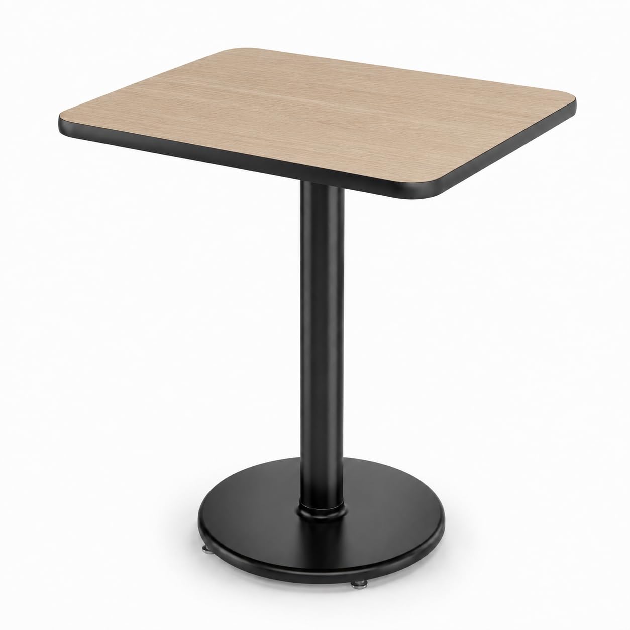 Glownary Reversible Restaurant Table with Base Kit, White Birch/Ash Laminate Top, 24x30 Inch, Black Cast Iron Base, Standard Height