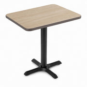 Glownary Reversible Restaurant Table with Cast Iron Base, White Birch/Ash Laminate Top, 24x30 Inch, Standard Height, Black Base